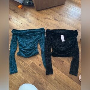 Wild Fable Teal and Black Floral Blouses